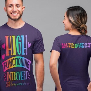 Functioning Introvert Kawaii Tshirt Bright Colorful Tee Bold Statements Cute Tshirt Fun Cozy Comfort Colors Trending Shirt Bold Tshirt