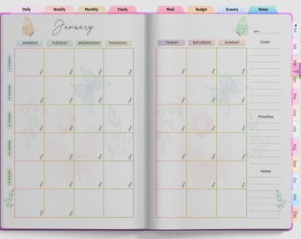 Undated Digital Planner Simple Monthly Weekly Daily Organizer Minimalist Digital Planner Kawaii Planner Cute Planner GoodNotes Notability