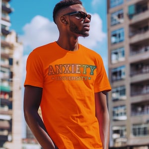 Anxiety University Retro Kawaii Tshirt Bright Colorful Tee Bold Statements Cute Tshirt Fun Cozy Comfort Colors Tee for Women Men Bold Tshirt