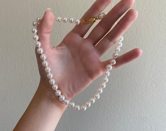 16” Vintage Pearl Choker - Handmade from Taiwan 1980s