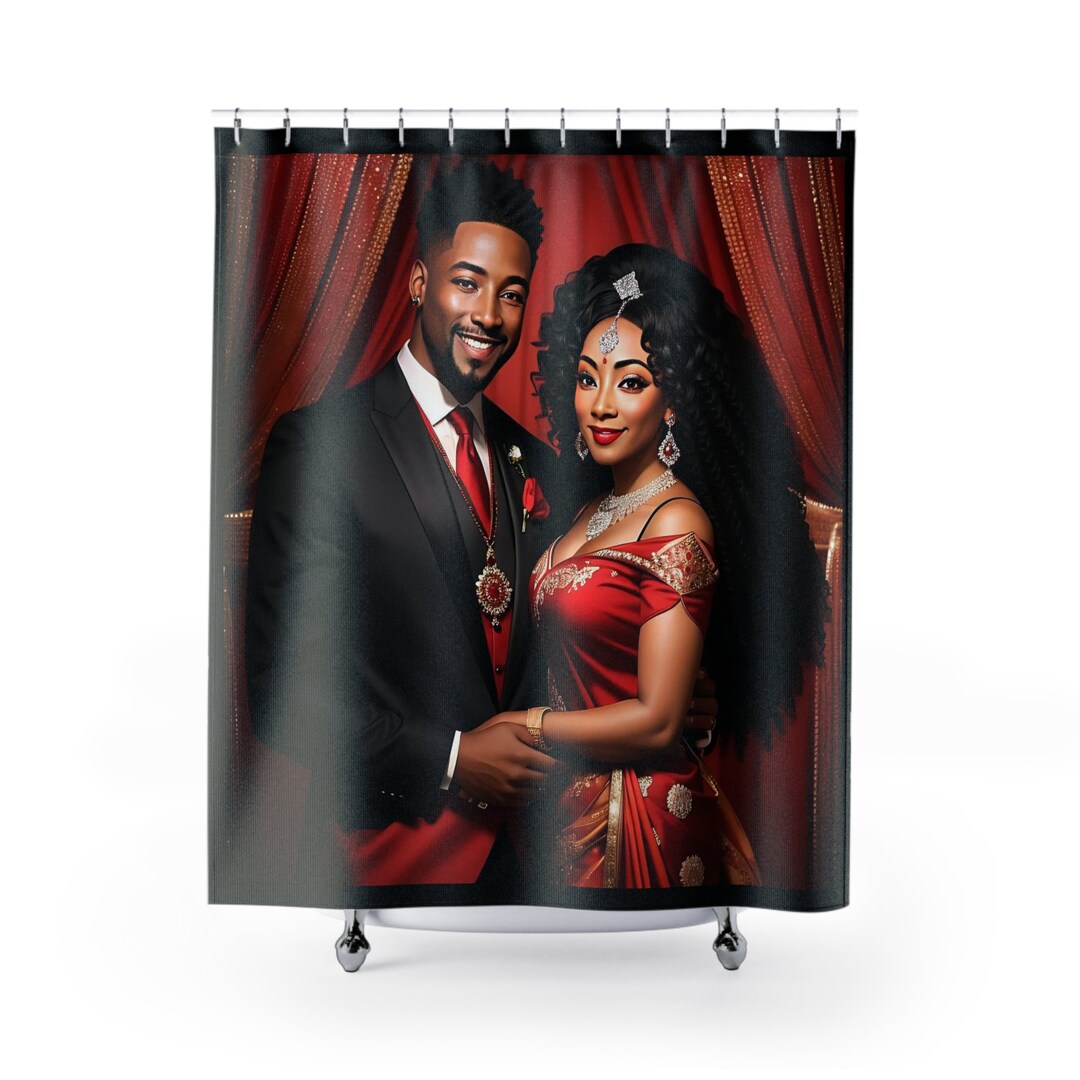 Black Happily Married King and Queen Shower Curtain Etsy