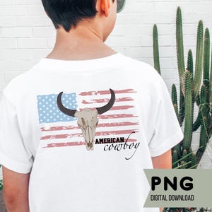 American Cowboy PNG Skull and Flag Design Cowboy shirt Design Men and Boy tshirt design for cowboy american cowboy design american flag png