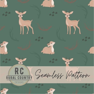 Deer Seamless Pattern Fabric Design Repeat Pattern Seamless PNG Hunting Seamless File Deer Hunter Seamless File Digital Fawn Download png