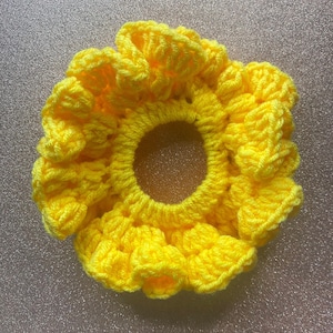 Yellow Crochet Scrunchie