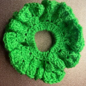Bright Green Crochet Scrunchie
