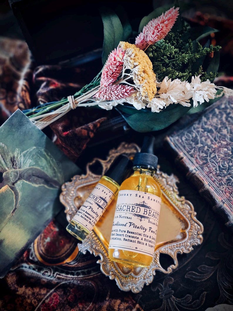 Sérum facial Belleza Sagrada: Botánicos del desierto, incienso y mirra / Frasco de vidrio de 30 ml imagen 3