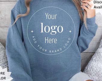 Custom Logo Comfort Colors® Sweatshirt, Personalized Business Logo Crewneck, Branded Company Sweater, Bulk Order Custom Sweatshirt