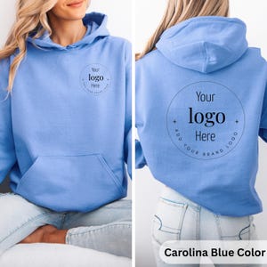 Custom Logo Hoodie , Personalized Business Hoodie Front and Back, Upload Your Design Hoodie, Small Business Branding Hoodie, Custom Print Carolina Blue