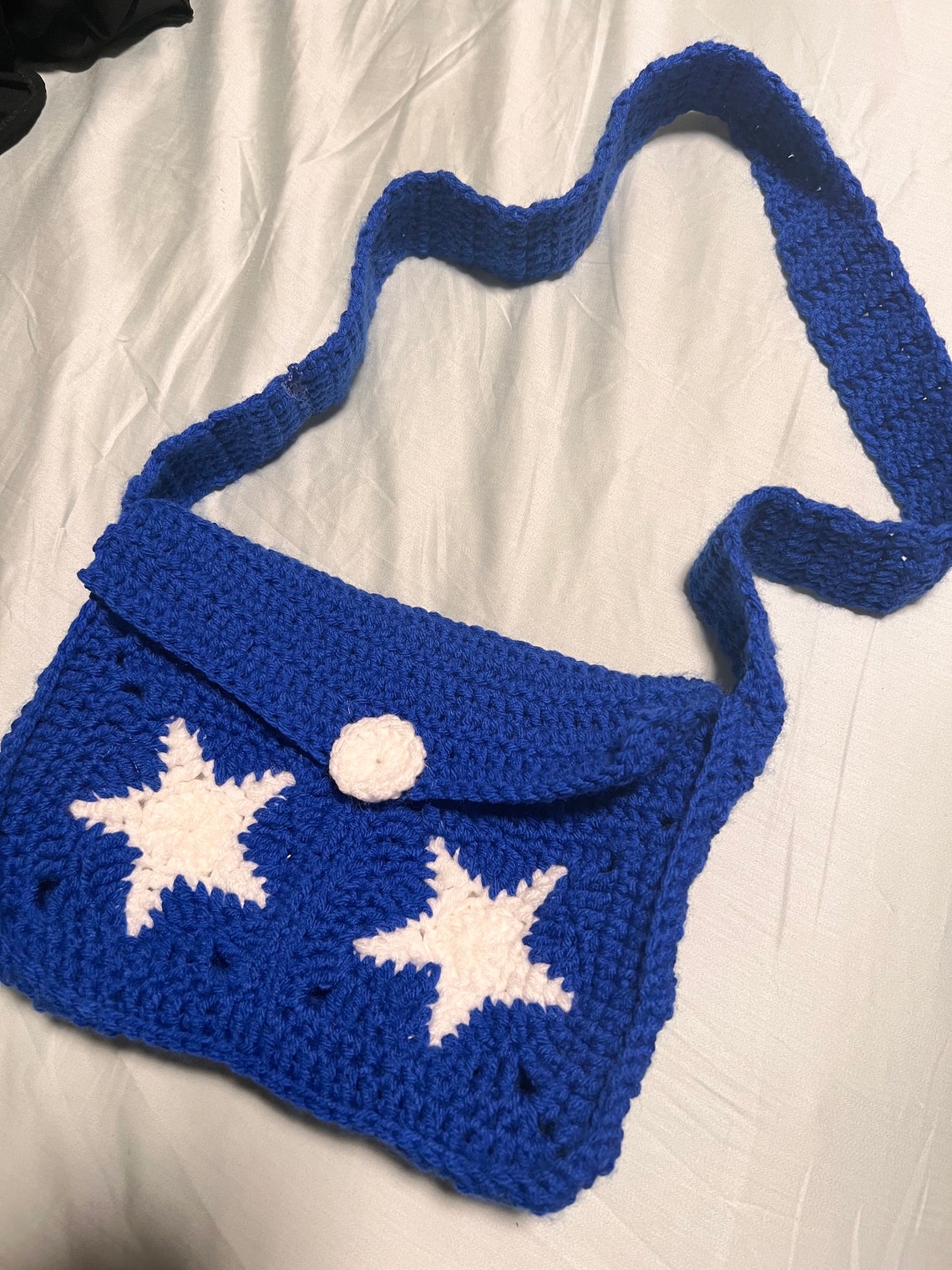Midnight Star Messenger Bag Black Star Crochet Messenger Bag Etsy
