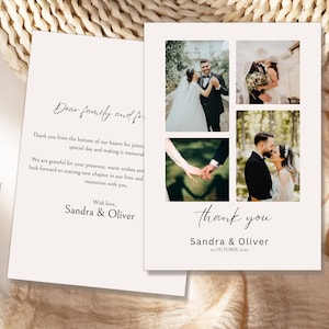 Foto-Dankeschön-Karte Hochzeit-Dankeschön-Karte Vorlage Druckbare Einfache Danke-Karte Digitale Vorlage Sofortiger Download Multi Foto Danke