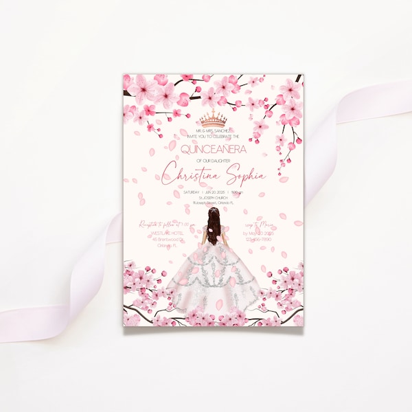 Quinceanera Invitation Template Editable Quinceanera Invitation Instant Download Cherry Blossom Quinceanera Invite Printable Invite