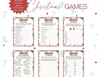 Printable Christmas Game Bundle, Christmas Party Games Collection, Christmas Family Games, Holiday Party Games