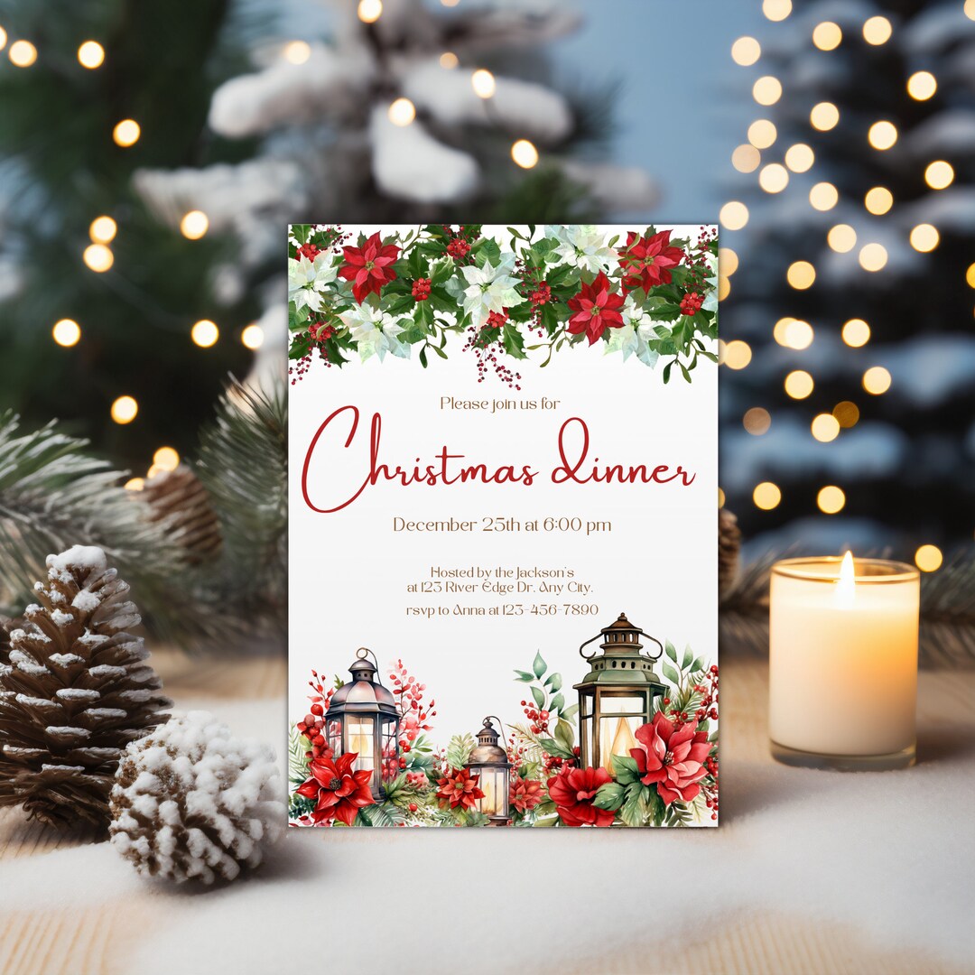 Traditional Christmas Dinner Invitation Template Printable Christmas ...