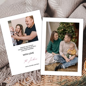 Minimalist Christmas Card Printable Card Family Photo Christmas Card Template Merry Christmas Instant Download Editable Holiday Card