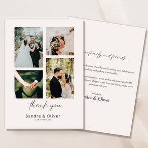 Cartão de agradecimento simples com foto Cartão de agradecimento Modelo de cartão de agradecimento de casamento Modelo digital imprimível Download instantâneo Multi foto obrigado