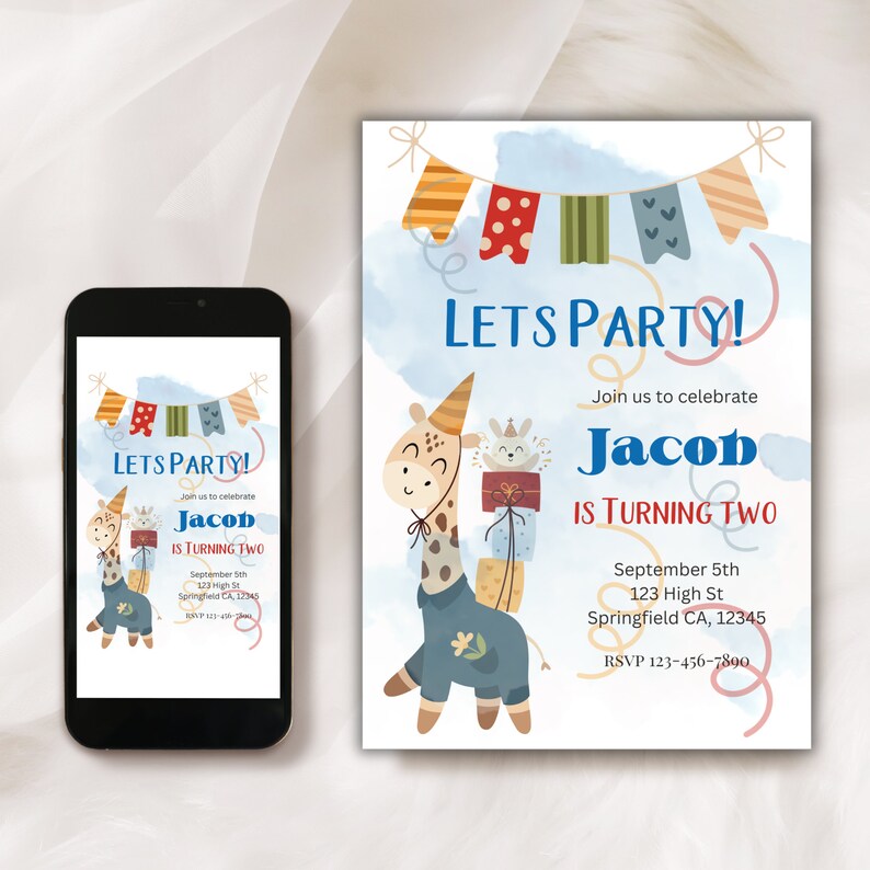 Boy Birthday Party Invitation Kids Birthday Party Invitation Template ...