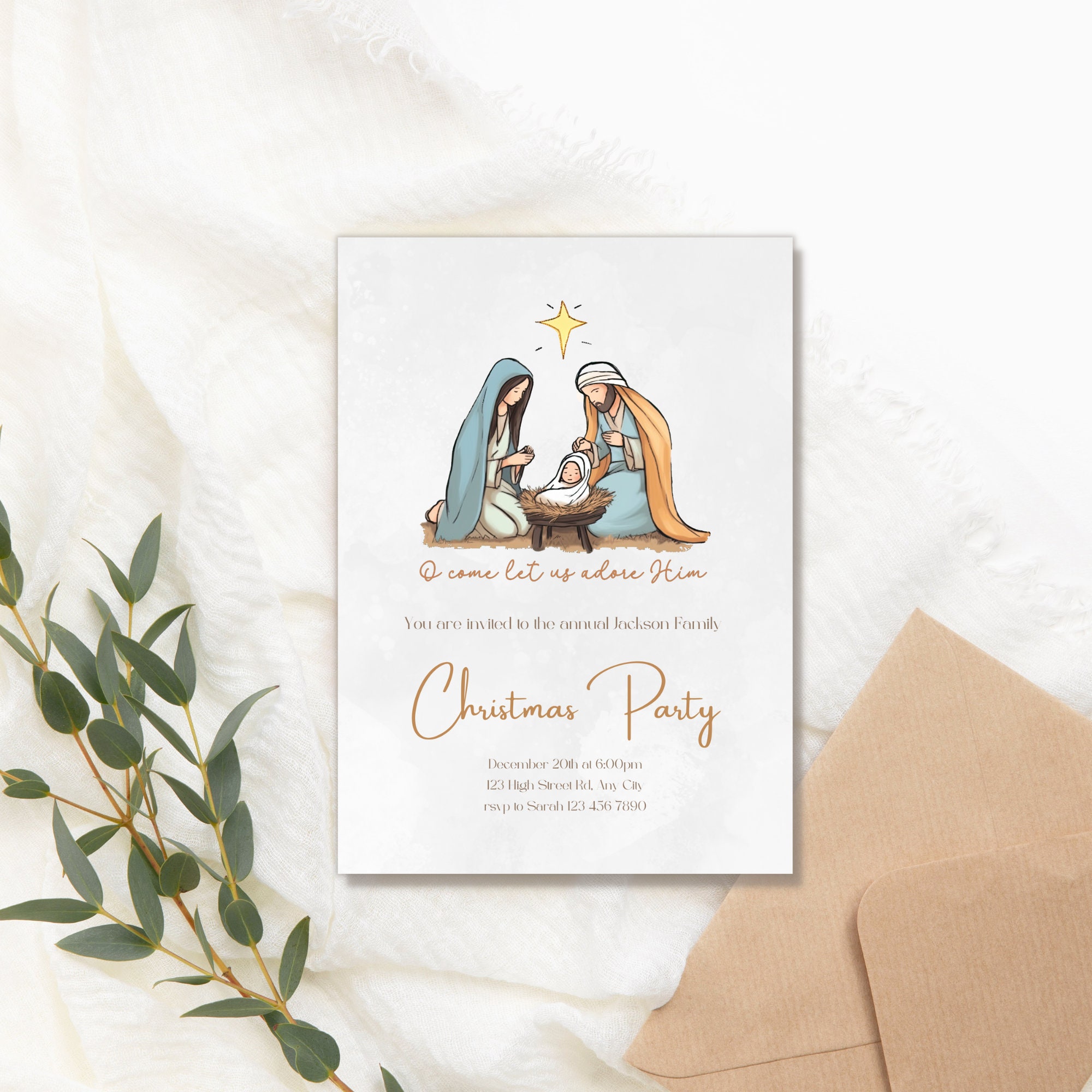 Printable Christmas Party Invite Instant Download Traditional Christmas ...