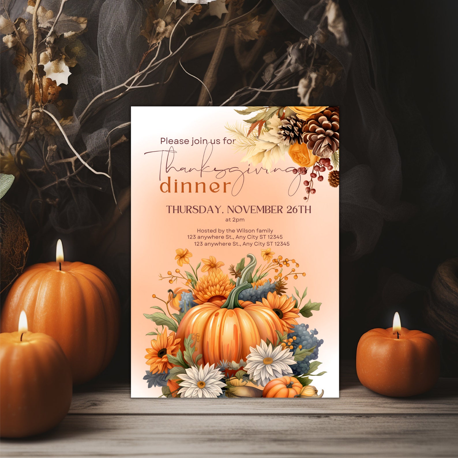 Printable Thanksgiving Invite Thanksgiving Dinner Invite Let’s Give ...