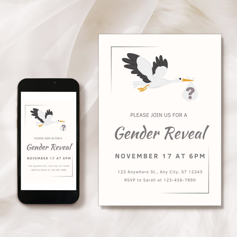 Editable Gender Reveal Invitation Template Printable Gender Reveal ...