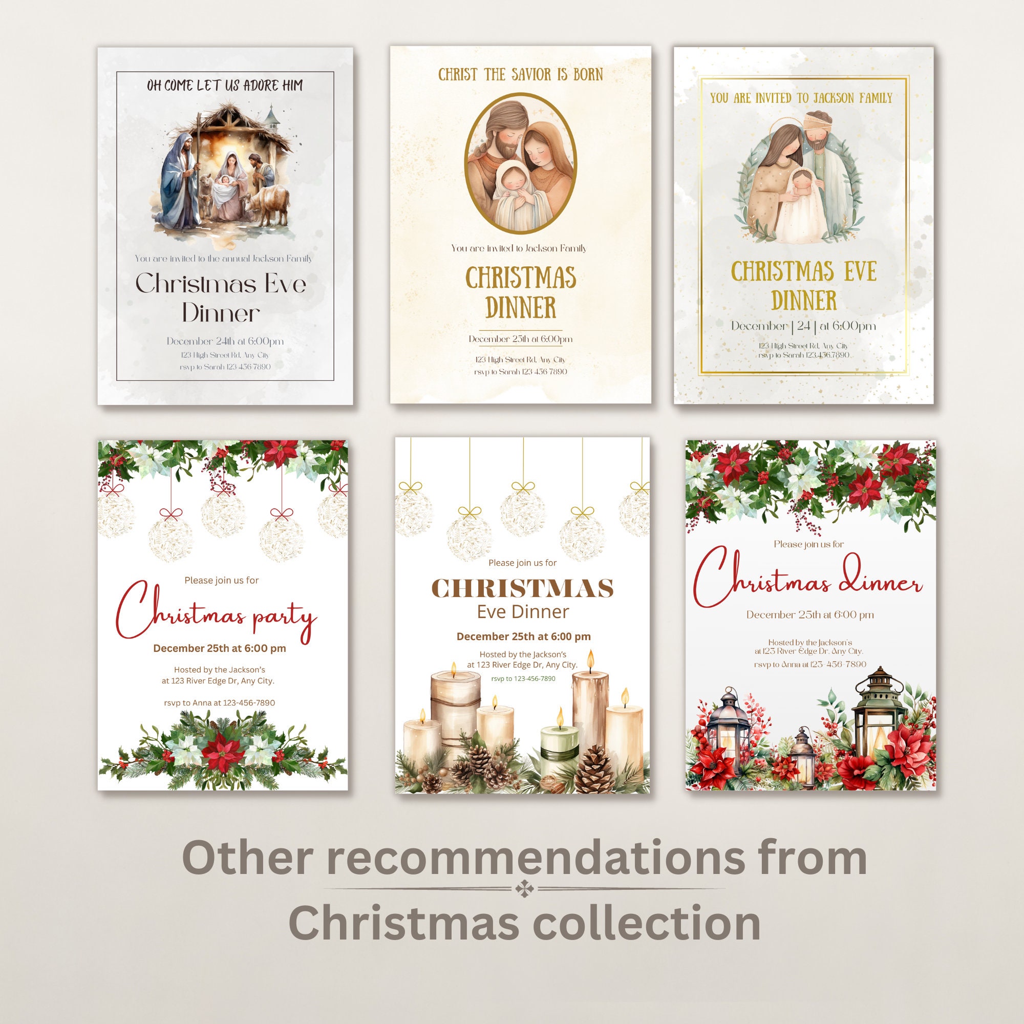 Printable Christmas Party Invite Instant Download Traditional Christmas ...