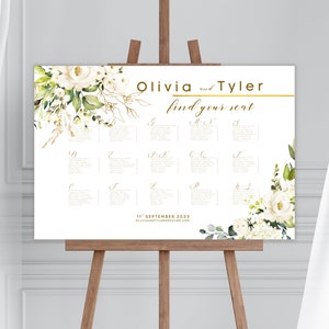 Floral Wedding Table Seating Chart Template - Editable Wedding Seating Chart Instant Download – Alphabetical Seating Chart