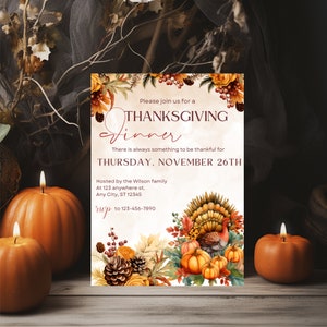 Printable Thanksgiving Invite Thanksgiving Dinner Invite Let’s give Thanks Invitation Template Instant Download Thanksgiving Menu Card