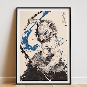 Inosuke Demon Slayer Wall Art | Demon Slayer Poster | Anime Wall Print | Kimetsu no Yaiba Artwork | Japanese Manga Wall Art | Inosuke Print