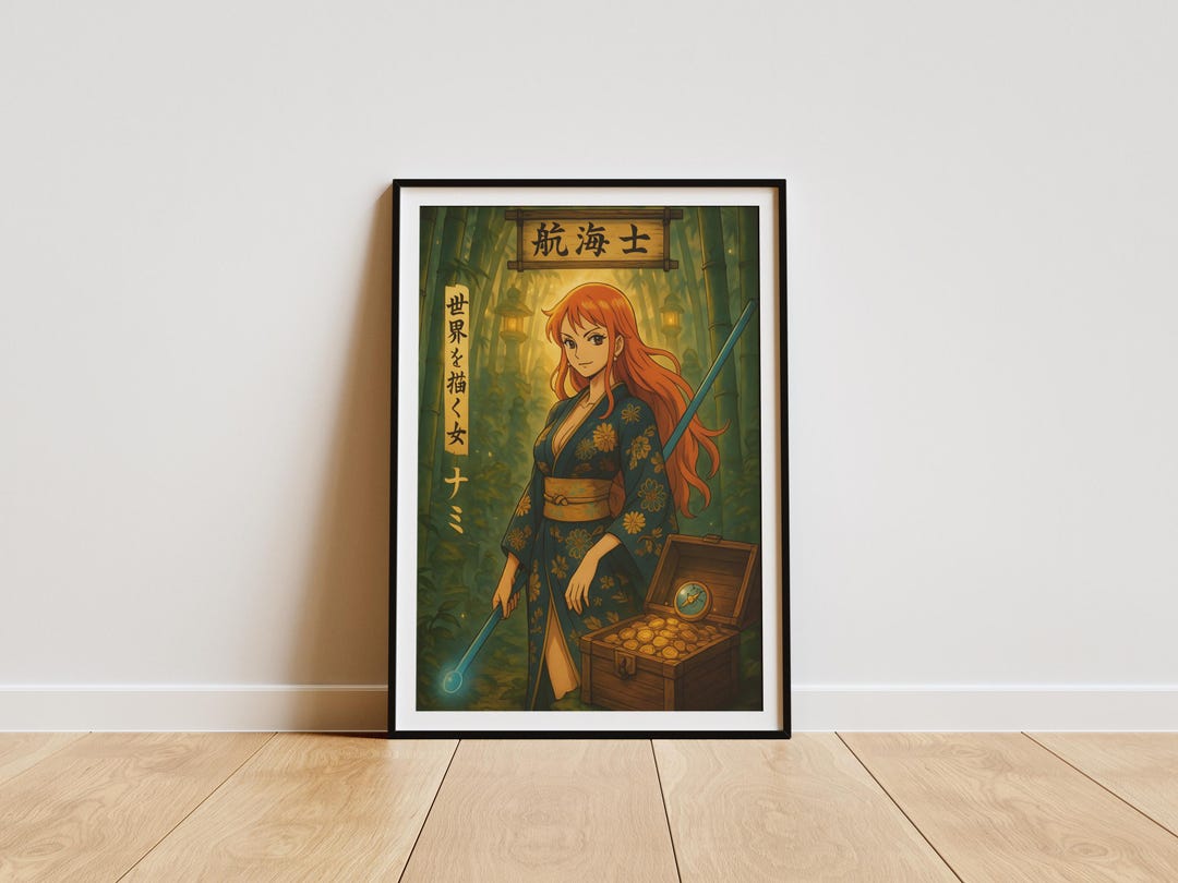 Retro Anime Poster - Vintage 80s Japanese Art - One Piece Nami ...