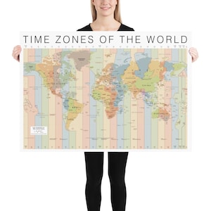 Mapa mundial de zonas horarias / Detallado / Póster