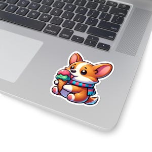 Cute Corgi Ice Cream Kiss-Cut Stickers, Fun Decor for Laptops, Water Bottles, Journals, Dog Lovers, Gifts for Kids