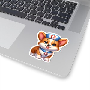Cute Nurse Corgi Kiss-Cut Stickers, Pet Lover Gift, Hospital Decor, Kawaii Laptop Decal, Fun Animal Sticker