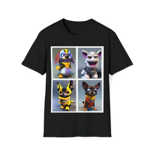 Dog Cartoon Graphic T-Shirt, Unique Dog Characters, Dog On It Design, Teen/Young Adult Design Dog Lover Gift, Dog Person Gift, Sizes S-3XL
