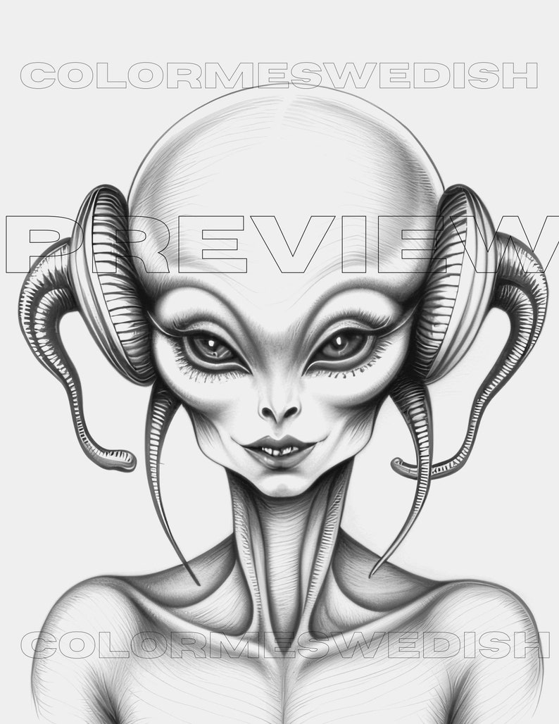 Realistic Alien Women! 10 Coloring Pages of Gorgeous Detailed Human ...