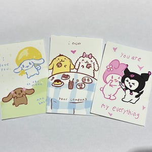 MINI Karten gelber Hund weißes Häschen pinkes Häschen niedliche Valentines Geschenk Paare