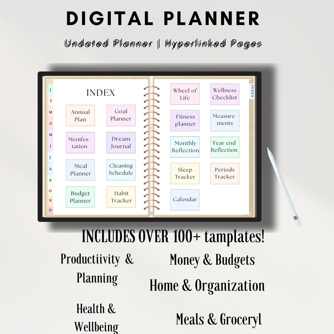 Premium ADHD Digital Planner 2023 2024 Undated iPad Goodnotes ...
