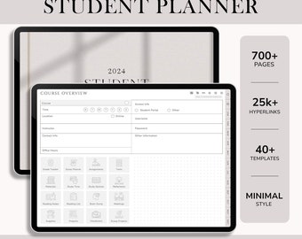 2024 Student Planner, Student Digital Planner, College Student Planner, Academic Planner, Goodnotes iPad Planner for School, Student Life