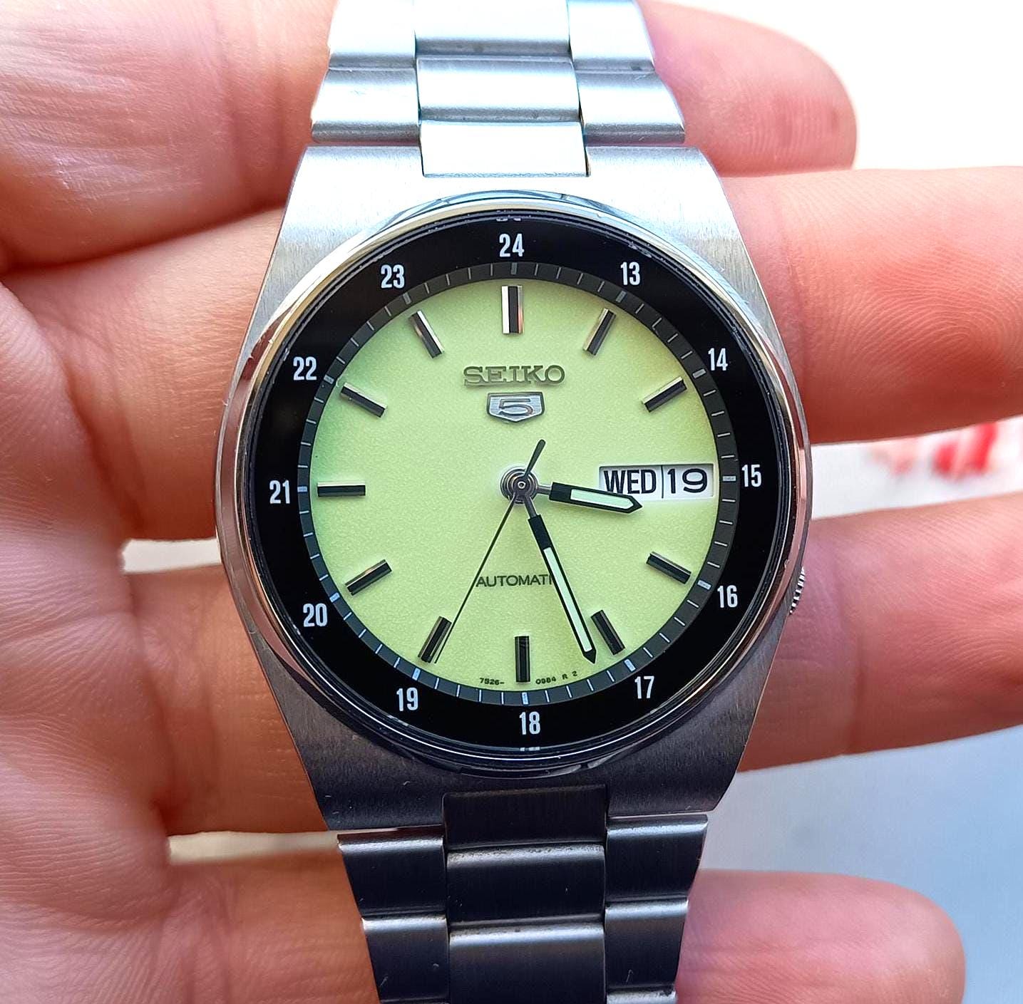 Seiko 5 Railway Time 7S26-3160 Luminous Dial Automatic Day/date