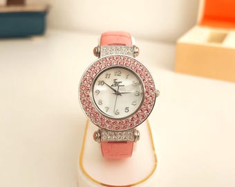 Crystal Bezel Ladies Watch Gift Set, Interchangeable Straps 