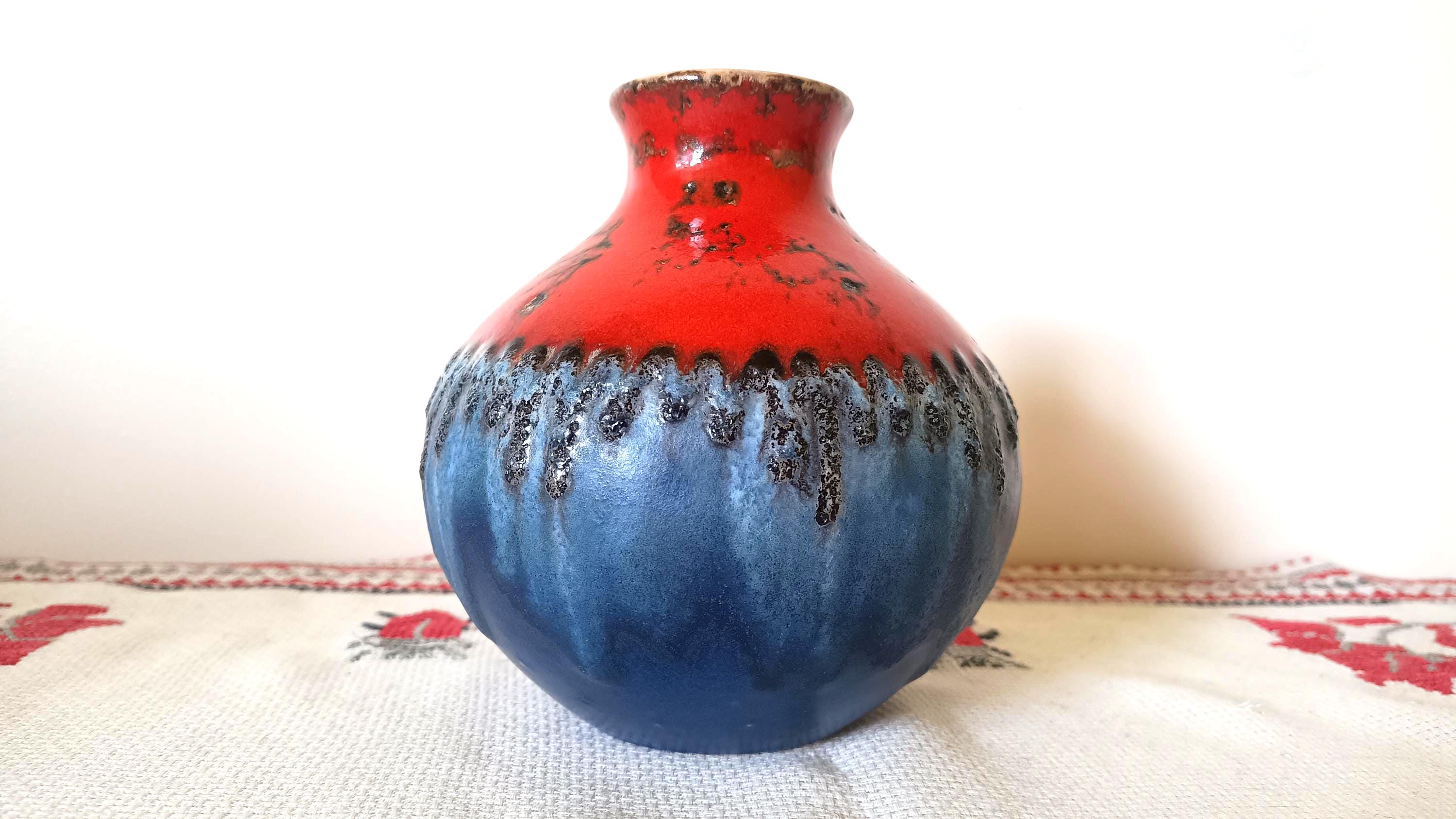 ヴィンテージ ショイリッヒ ファット ラバ花瓶：西ドイツ陶器 1960年代