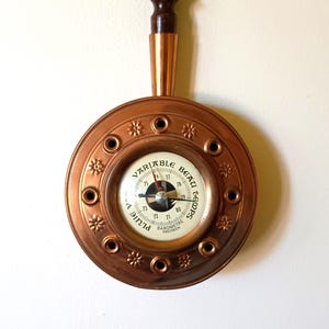 Vintage French Copper Barometer: Steampunk Wall Weather Instrument