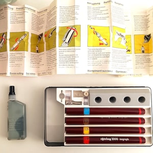 Rotring 2000 Isograph Technical Pen Set Vintage Germany Drafting Pens 0.18-0.70 Complete Set