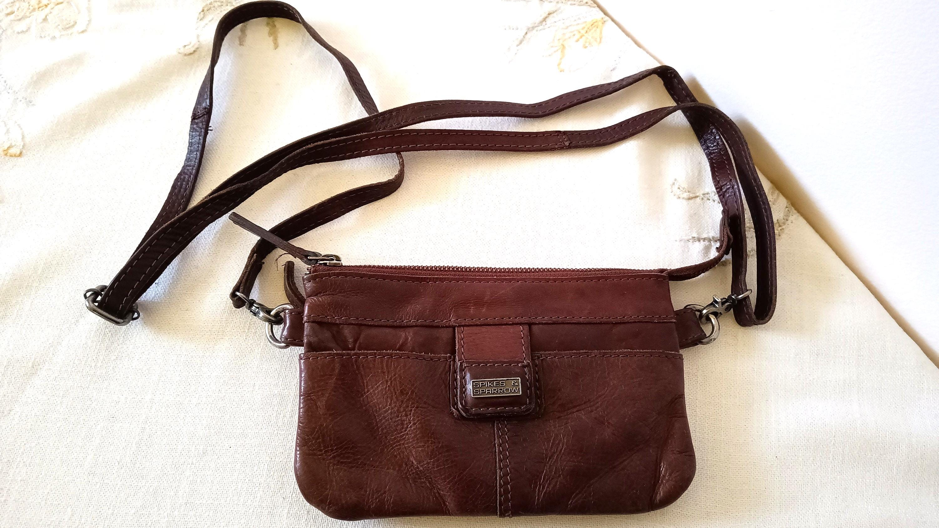 Spikes and Sparrow Brown Genuine Leather Zip-up Crossbody 