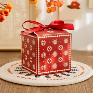 10/lot Double Bonheur Rouge Chinois traditionnel 囍 Boîte de bonbons de mariage | Cadeau de fête | Cadeau de mariage asiatique