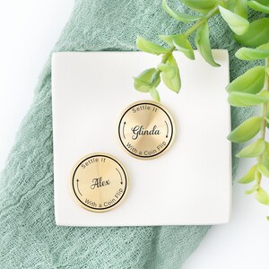 Custom Decision Coin | Laser engraved brass coin personalized with your choice of names | Fun gift for decision making