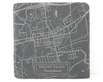 Slate coasters set of 4 engraved with custom city map | personalized coaster set perfect gift for host/hostess or travel enthusiasts