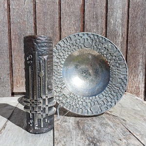 Olav Joff Stainless Steel Vase and Bowl 70s Brutalism