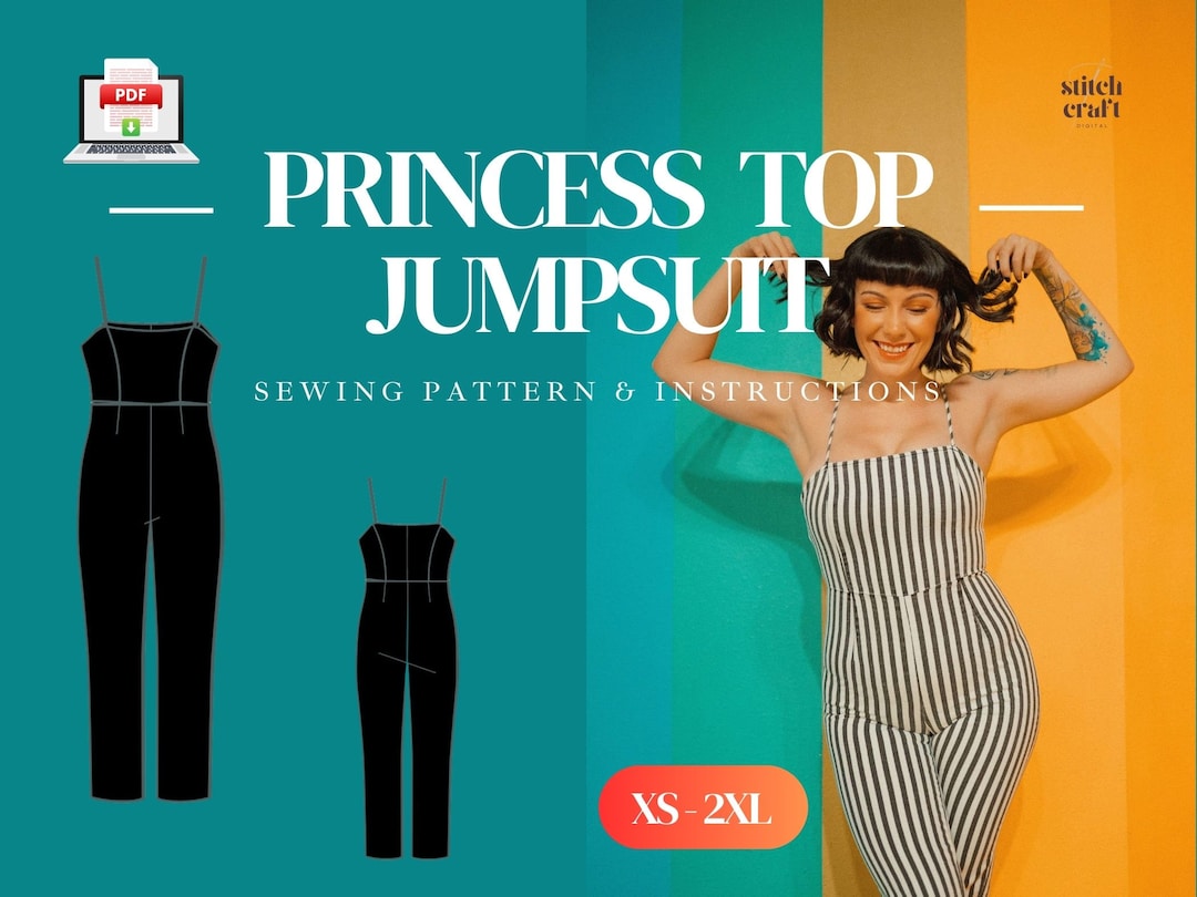 Princess Top Jumpsuit Sewing Pattern Easy Womens Jumpsuit Etsy