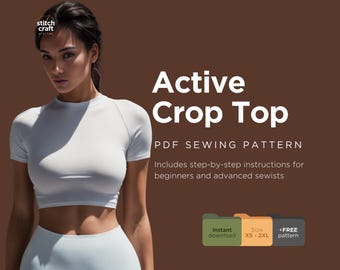 Sleeveless Active Crop Top Sewing Pattern: Beginner Friendly (PDF)