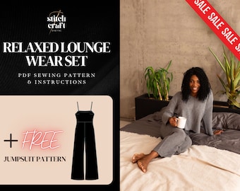 Loungewear Set Sewing Pattern, Comfty Homewear, Nightwear Set, Lounge Top and Pants, 10 Sizes | Beginner Friendly | XS-2XL UK 6-24 Us 2-20