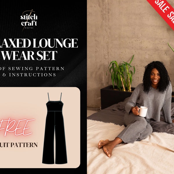 Loungewear Set Sewing Pattern, Comfty Homewear, Nightwear Set, Lounge Top and Pants, 10 Sizes | Beginner Friendly | XS-2XL UK 6-24 Us 2-20